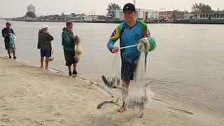 Pesca de tarrafas, 10-09-24, tarde, Barra de Tramandaí, RS. #pescadetarrafa #pescadetainha #mullets