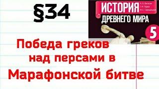 Краткий пересказ §34 Победа греков над персами в Марафонской битве