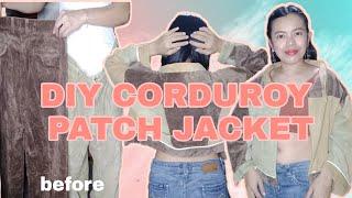 DIY CORDUROY PATCH JACKET FROM LARGE PANTS | THRIFT FLIP | SEAMPLY ROSE