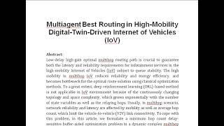 Multiagent Best Routing in High Mobility Digital Twin Driven Internet of Vehicles IoV