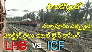 ELECTRIC TRAINS DOUBLE LINE CROSSING WAG9 vs WAP4 AT PALAKOLLU NARSAPUR EXPRESS 14 APRIL 2022