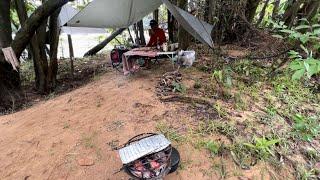 CAMPING AT THE JUNGLE FOR 3 DAYS, FISHING AND COOKING (ASMR)