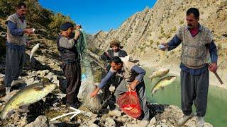 IRAN nomadic life | Exciting stories of fishing in the Khersan River with Nader