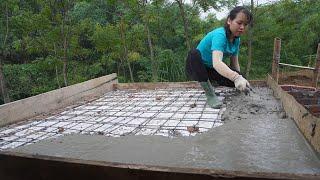 Build a toilet, pour the roof with cement and sand - Building farm life, forest farm