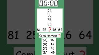 #Shorts Enigme -Calcul mental- les séries doubles- 15 secondes  - Quelle valeur faut-il mettre ?