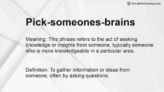 Pick-someones-brains Meaning