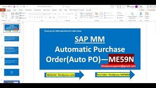 SAP MM-- Automatic Purchase order(Auto PO) process explanation with Pre-requisites- Full overview.