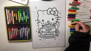 Hello everyone, today I will color a picture of a cat blowing out birthday candles.