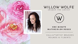 How to Paint One Minute Watercolor Roses with Willow Wolfe using CALLIA Artist Brushes