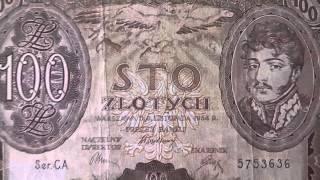 100 STO Zlotych - Old Poland money bill of 1934 - Polski