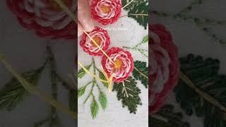 French knot stitch - Flowers with looped blanket stitch - hand embroidery  #embroidery