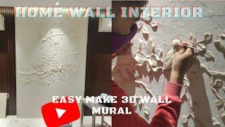 How to make 3D wall mural | wall interior design | CLAY MURAL PAINTING FOR BEGINNERS