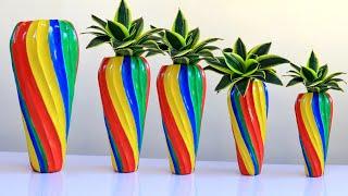 Amazing Colourful Flower Pot / Cement Pot Making / Plant Pot Ideas