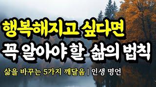 삶을 바꾸는 5가지 깨달음 | 채근담, 톨스토이, 괴테, 법구경, 맹자, 노자, 명심보감, 도덕경, 쇼펜하우어의 인생 명언 | 행복해지고 싶다면 꼭 알아야 할 삶의 법칙