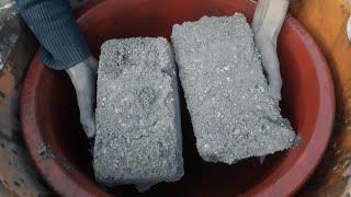 New charcoal gritty grainy long bars crumbling in water+dry tub asmr crumbling video 