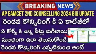 AP EAMCET 2nd counselling 2024 College Wise Vacant Seats | AP EAMCET 2nd Counselling Dates 2024