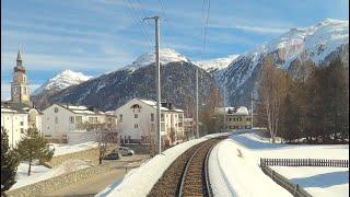  4K Chur - Albulabahn - St. Moritz cab ride, Switzerland [02.2020]