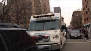 VERY RARE NYPD MOBILE COMMAND CENTER PATROL BOROUGH MANHATTAN NORTH AND BARRICADES UNIT RESPONDING.