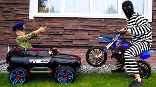 Funny Senya Unboxing and Playing Police Car Ride On Power Wheel Police Car and Pit Bike