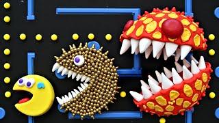 Monster Fight: Lava Monster Pacman vs Magnetic Pacman | Arcade Game Stop Motion