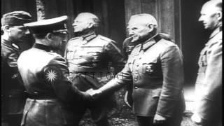 German Generals meet with Hitler at forest headquarters cabin (Wolf's Lair) near ...HD Stock Footage