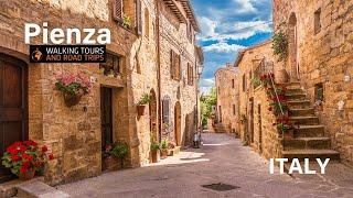 Pienza a beautiful village walking tour Italy - 4k video - Italian Val d'Orcia Tuscany views