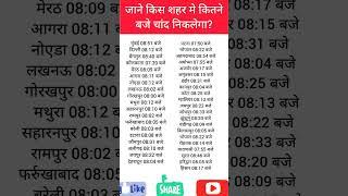 आपके शहर मे करवा चौथ का चांद कितनी बजे निकलेगा #shorts
