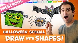 How to Draw a Monster, Spider & Bat with Shapes! – HALLOWEEN SPECIAL