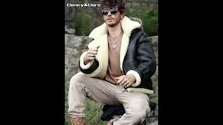 Denny&Dora Men's Shearling Jacket Hooded Short Grey Leather Jacket Natural Shearling Leather Coat