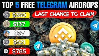 5 Best Telegram Free CRYPTO AIRDROPS | Listing Confirmed - Bigger Than Dogs - $5000 Money Claim