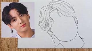 How to draw BTS Jungkook step by step - simple and easy drawing