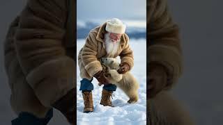 Kind Grandpa Saves Adorable Baby Polar Bear! #ai #shorts #rescue #grandpa #cat