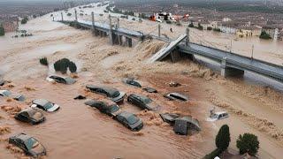 Almeria under water, Spain flooding destroys roads! Highways turn into rivers, car swept away