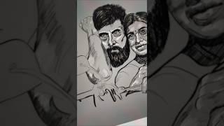 "Veera dheera Sooran Artwork | #hatching #art #shortfeed #vikram  #drawing