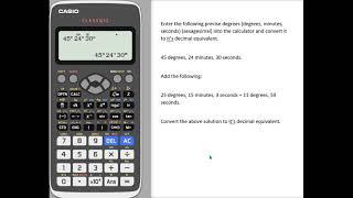 fx991EX: Sexagesimal Values (Degrees,Minutes,Seconds), Calculations and Decimal Conversion