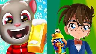 Talking Tom Gold Run VS Subway Surfers Chinese Version Christmas 2024  Santa Tom VS Edogawa Conan