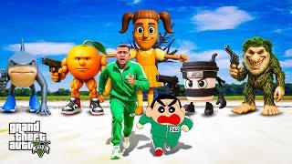 GTA 5: Shinchan and Franklin Playing Squid Game With  Brainrot Army in Gta 5