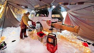 Truck Tent Ice Camping on a Frozen Lake