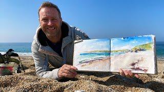 Outdoor Watercolour Sketching | Loe Bar Cornwall