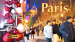 CHRISTMAS WALK IN PARIS, FRANCE  -  AVENUE MONTAIGNE, AVENUE DES CHAMPS ÉLYSÉES CHRISTMAS LIGHTS