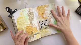 Beautiful Mixed Media Spread Using Cheap Graph Paper Journal--Art Journal Process Video