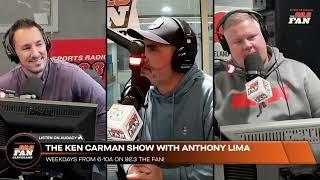 Browns head coach Kevin Stefanski with Ken Carman and Anthony Lima 5-23-25