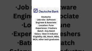 Deutsche bank software engineer | OFF CAMPUS  | Top companies hiring