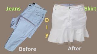 Easy DIY Jean's turn into SKIRT/ sewing Diy #normafrosales