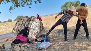 Destruction of Zahra's tent by the land owner and Zahra's return to her father's house