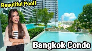 Beautiful round pool with Greenery Bangkok Condo close to BTS Bangna Station!