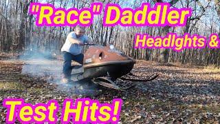 "Race" Ski Daddler. Headlights and Test Hits! Vintage AMF one lung racing snowmobile.