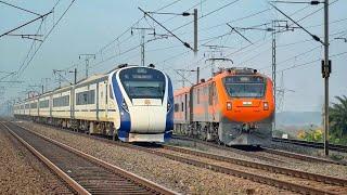 Dangerous 130 KMPH Vande Bharat+WAP-7 Rajdhani+Shatabdi+Jan Shatabdi | Indian Railways