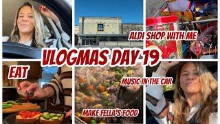 VLOGMAS DAY 19 | ALDI SHOP WITH ME | MUSIC IN THE CAR | MAKE FELLA’S FOOD | EAT