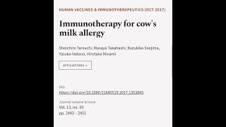 Immunotherapy for cows milk allergy | RTCL.TV